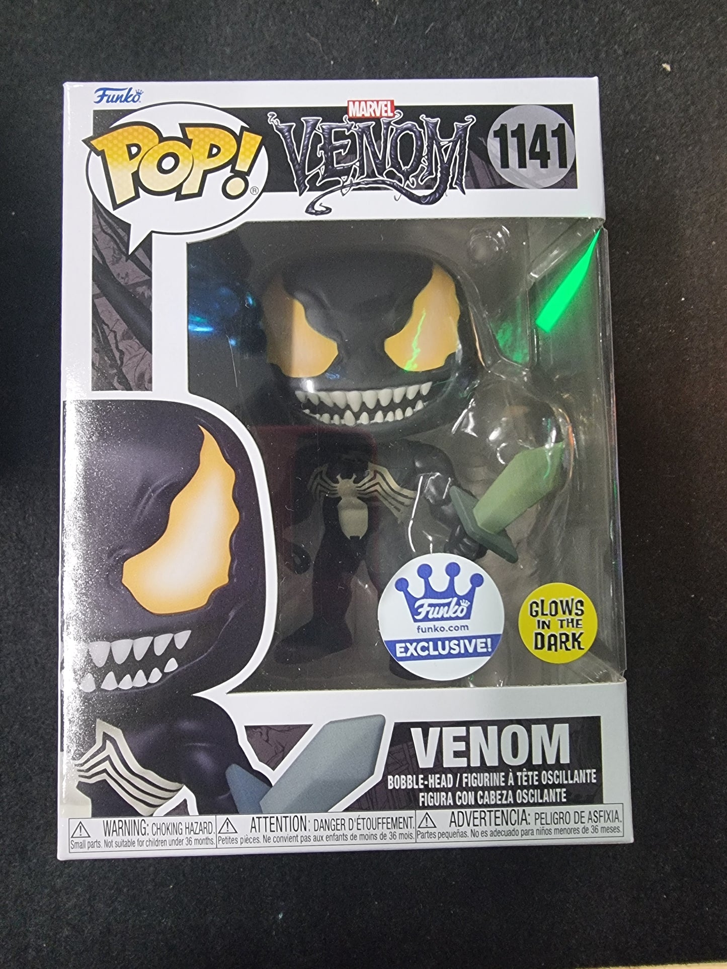 FUNKO POP MARVEL VENOM FUNKO EXCLUSIVE #1141 GLOWS IN THE DARK