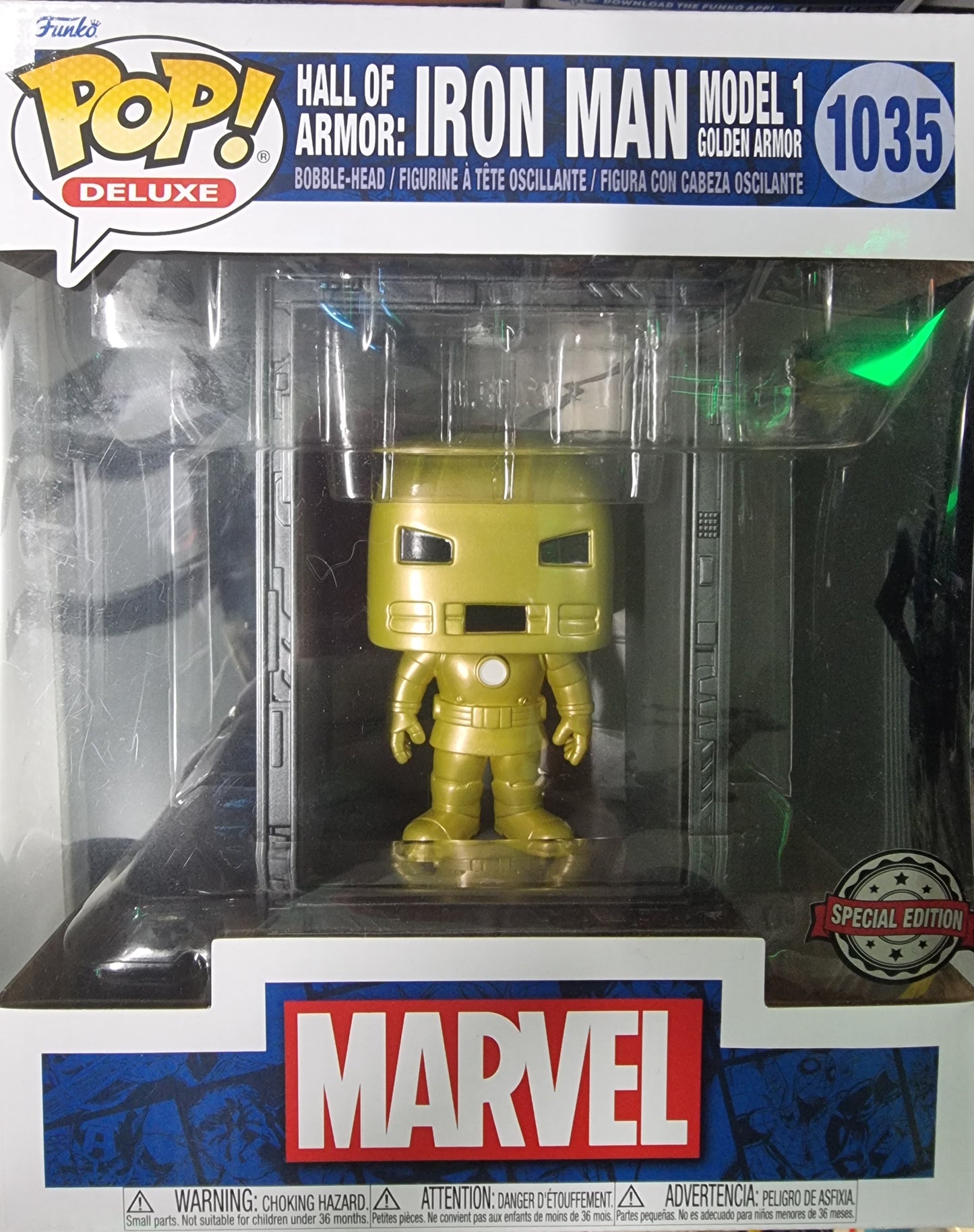 FUNKO POP MARVEL HALL OF ARMOR IROON MAN MODEL 1 GOLDEN ARMOR #1035 SPECIAL EDITION