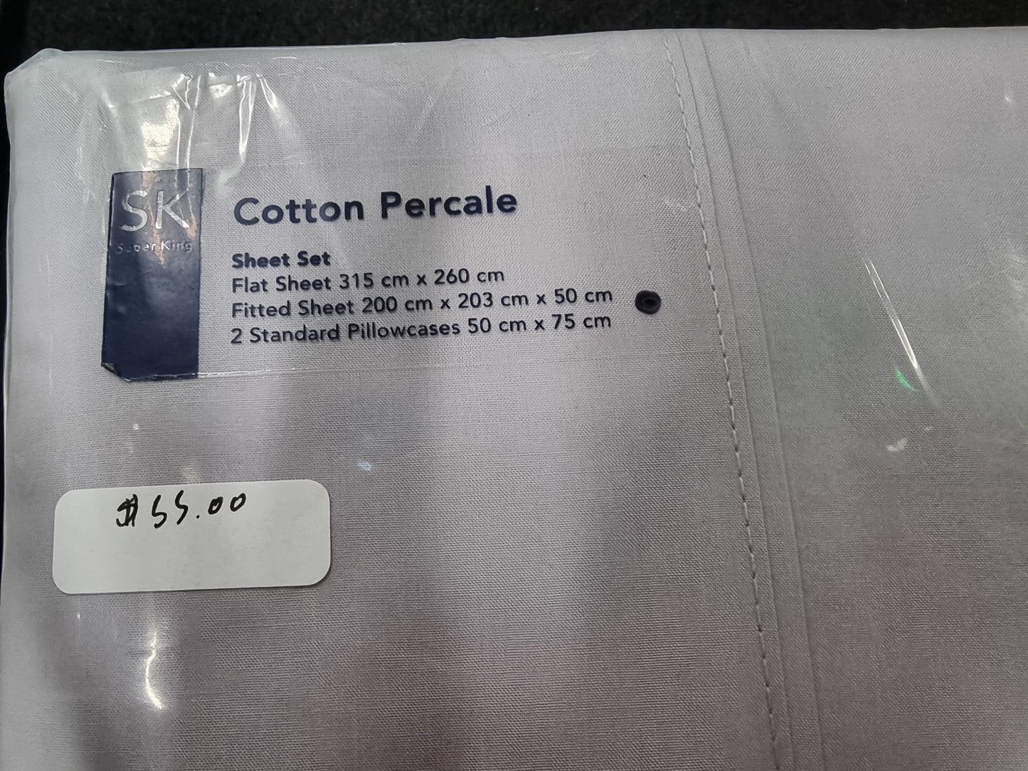 SHERIDAN COTTON PERCALE SUPER KING BED SHEET SET