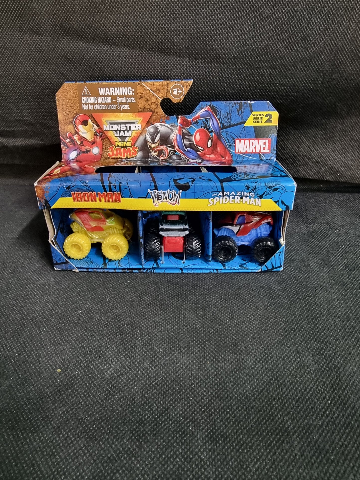 MONSTER JAM MARVEL MINI JAMS - IRON MAN / VENOM/ AMAZING SPIDER MAN