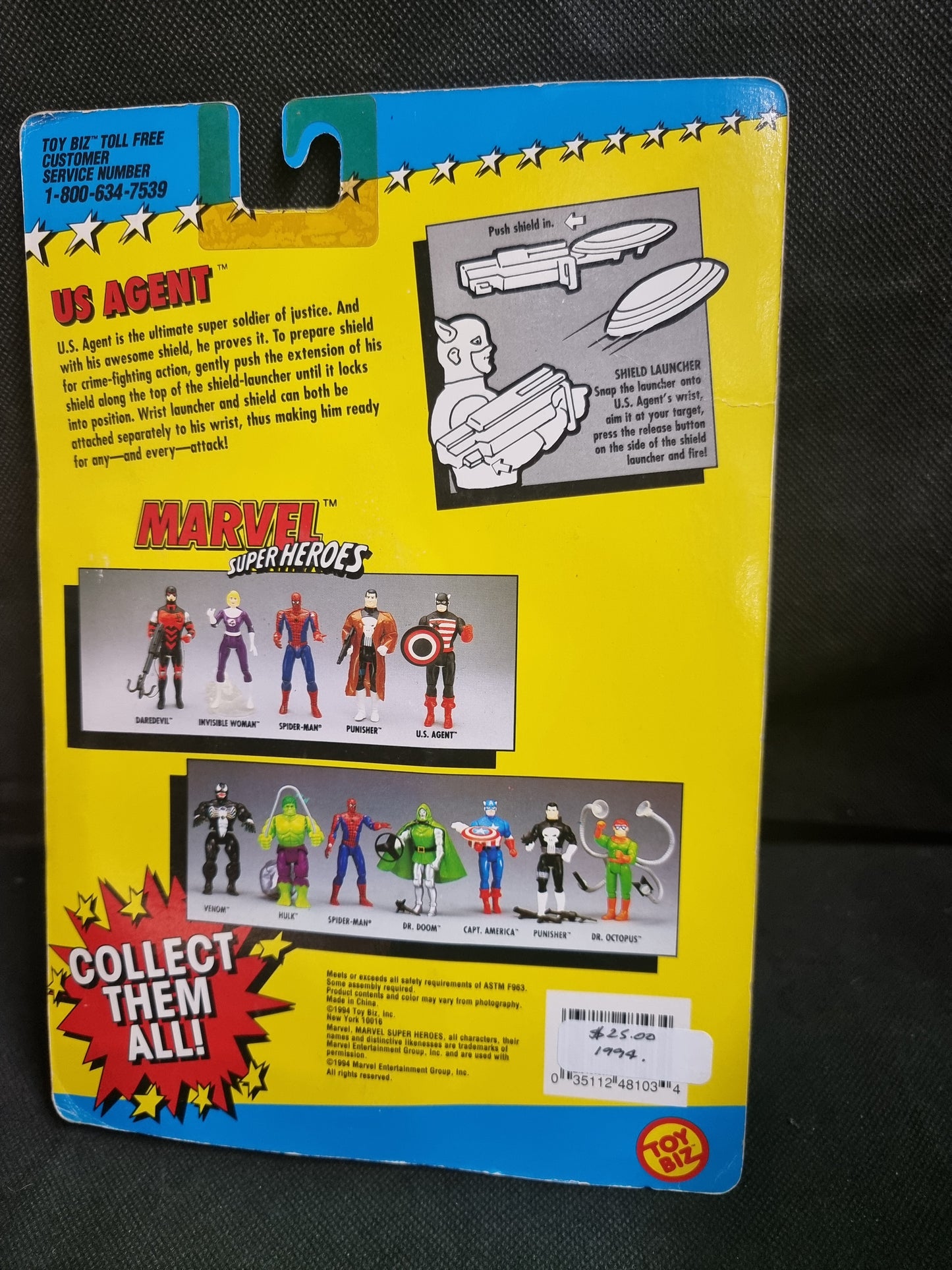 MARVEL SUPER HEROES US AGENT SHIELD LAUNCHER 1994