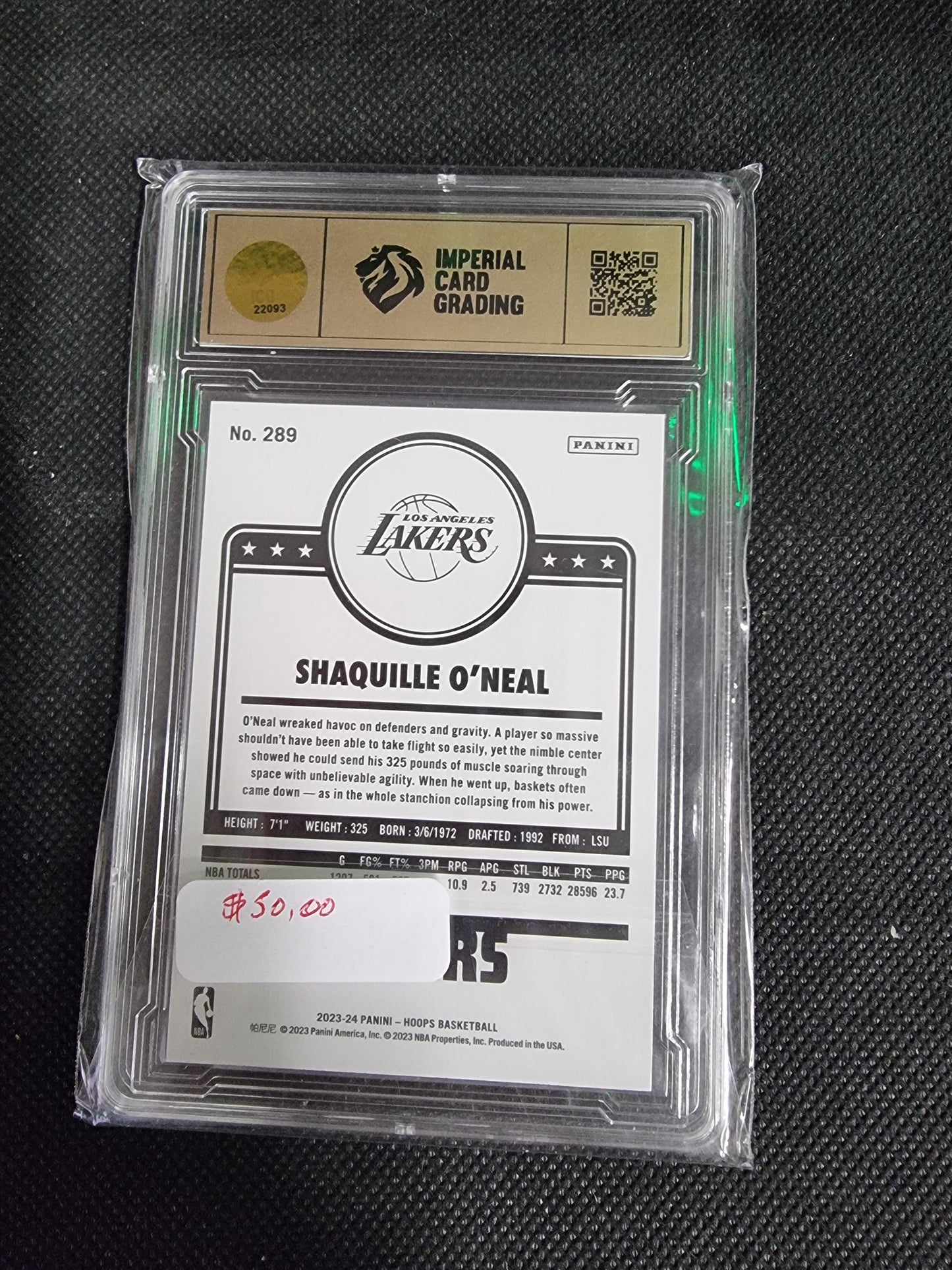 2023-24 Panini NBA Hoops Shaquille O’Neal Tribute Blue #289 Los Angeles Lakers ICG 9.5 GEM MINT