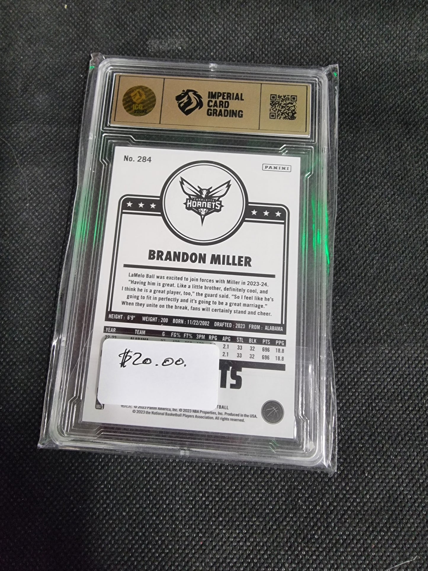 2023 Panini Nba Hoops Brandon Miller 284 ICG 9.5