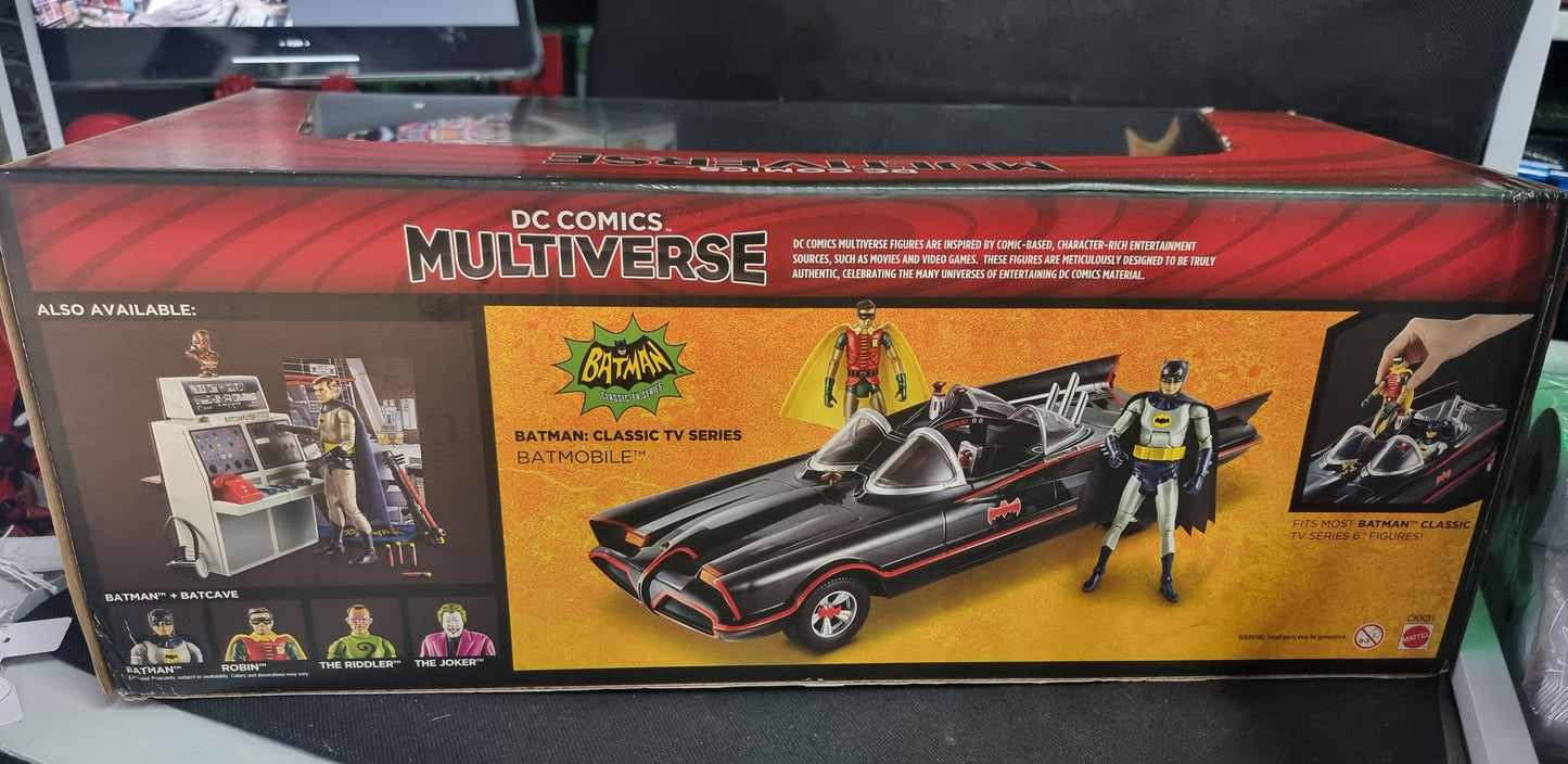 DC Multiverse Comics Batman 66 Batmobile with Batman and Robin figures Captain Comics and Collectables Pty Ltd