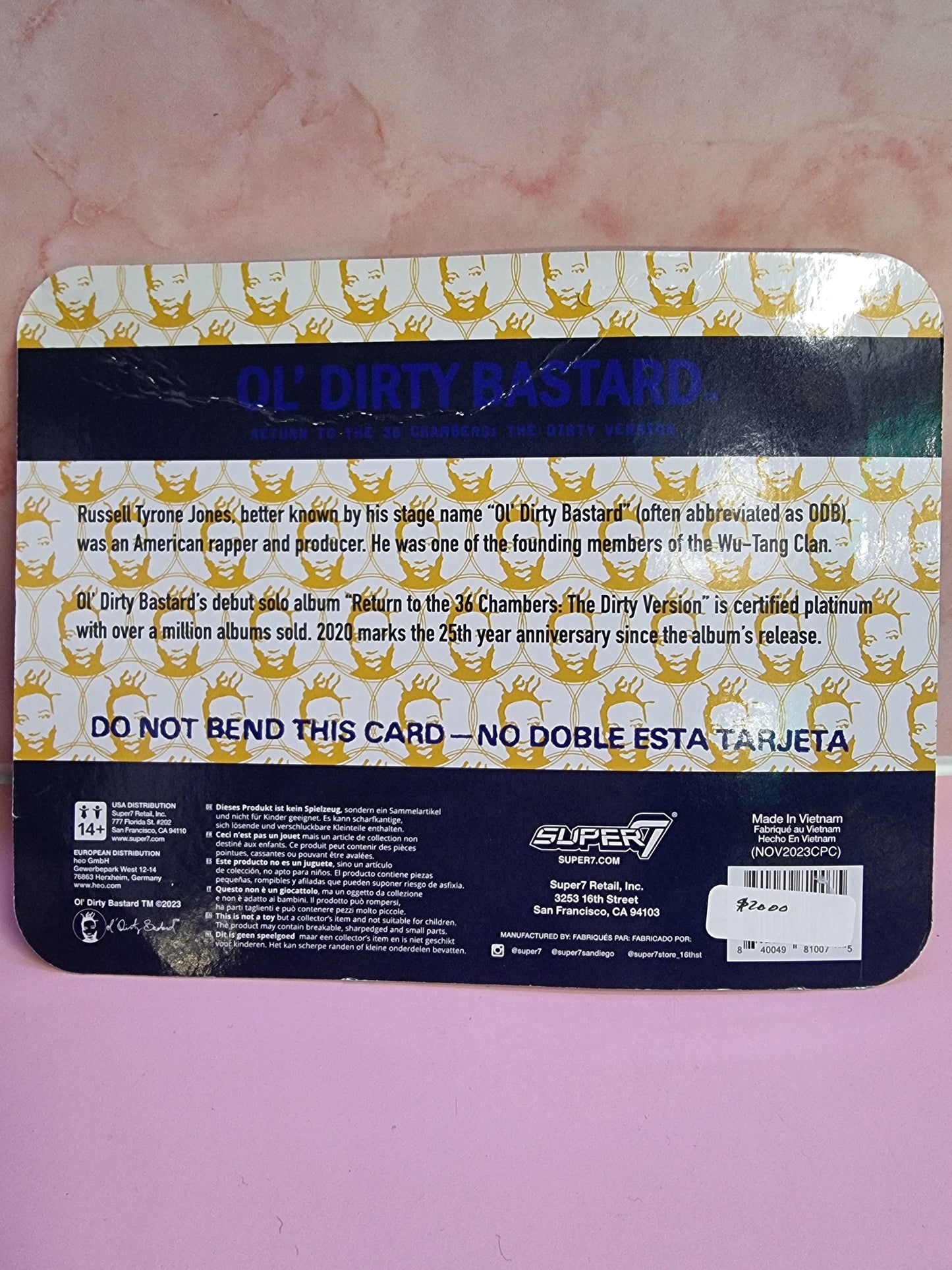 Ol Dirty Bastard Wu Tang of Wudang Sect Card hanging Figure (Card has crease) Captain Comics and Collectables Pty Ltd