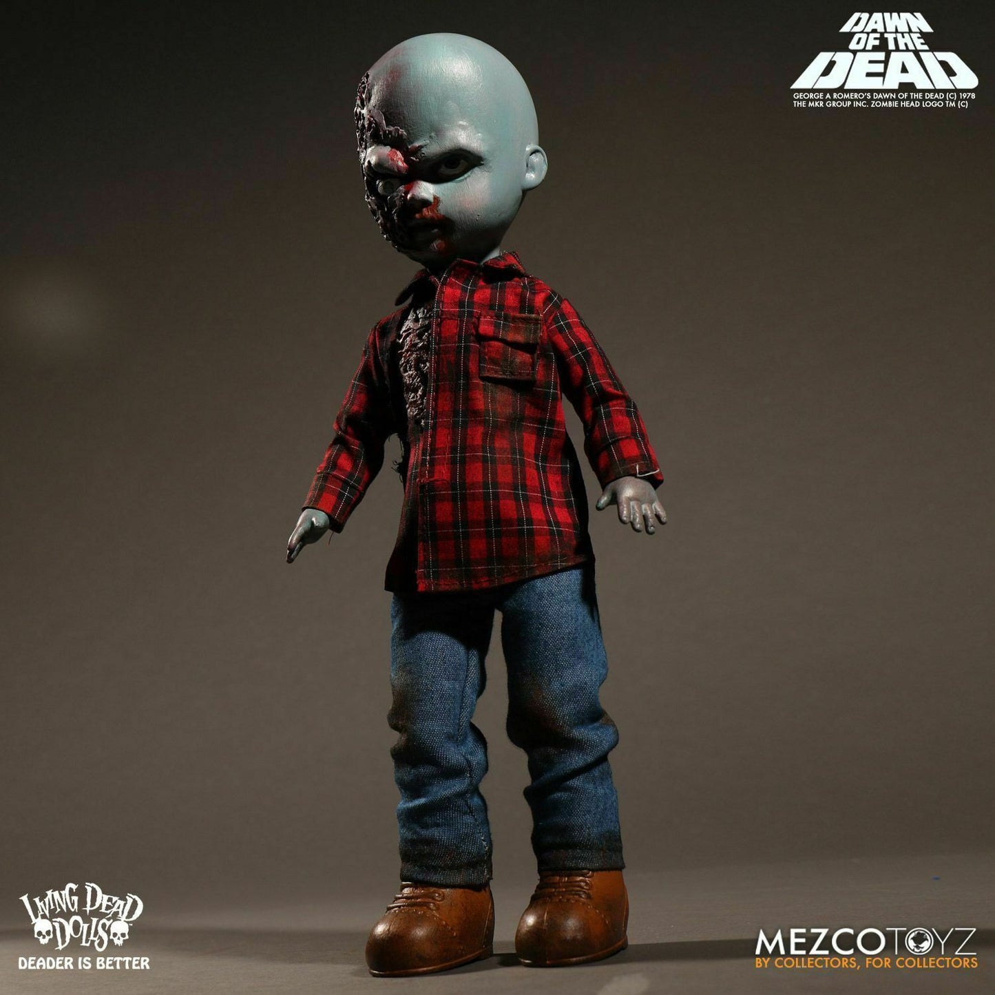 Mezco Living Dead Dolls Dawn of the Dead Plaid Shirt Zombie George Romero - N08552