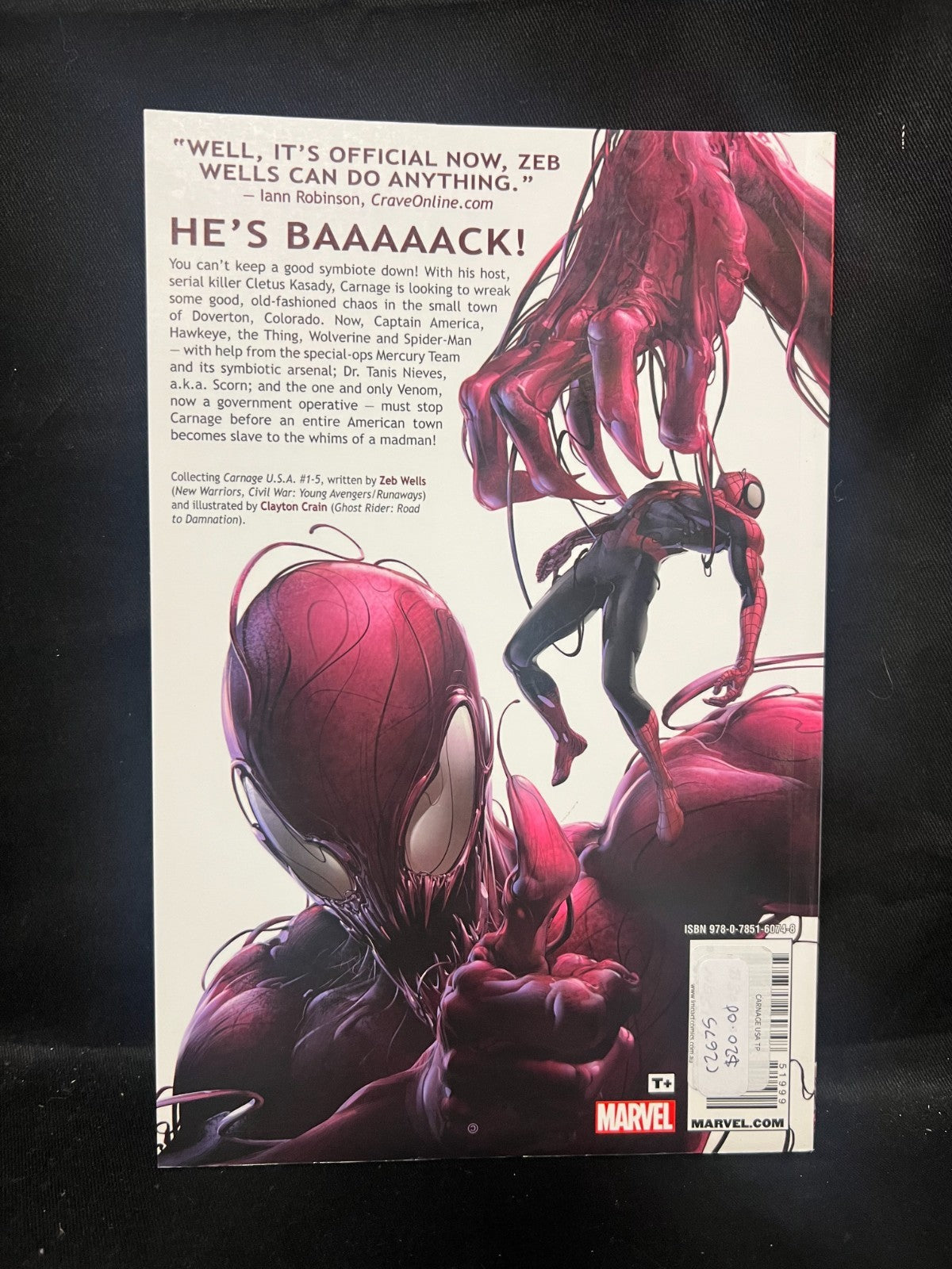 Carnage USA TPB Zeb Wells Clayton Crain Graphic Novel Venom