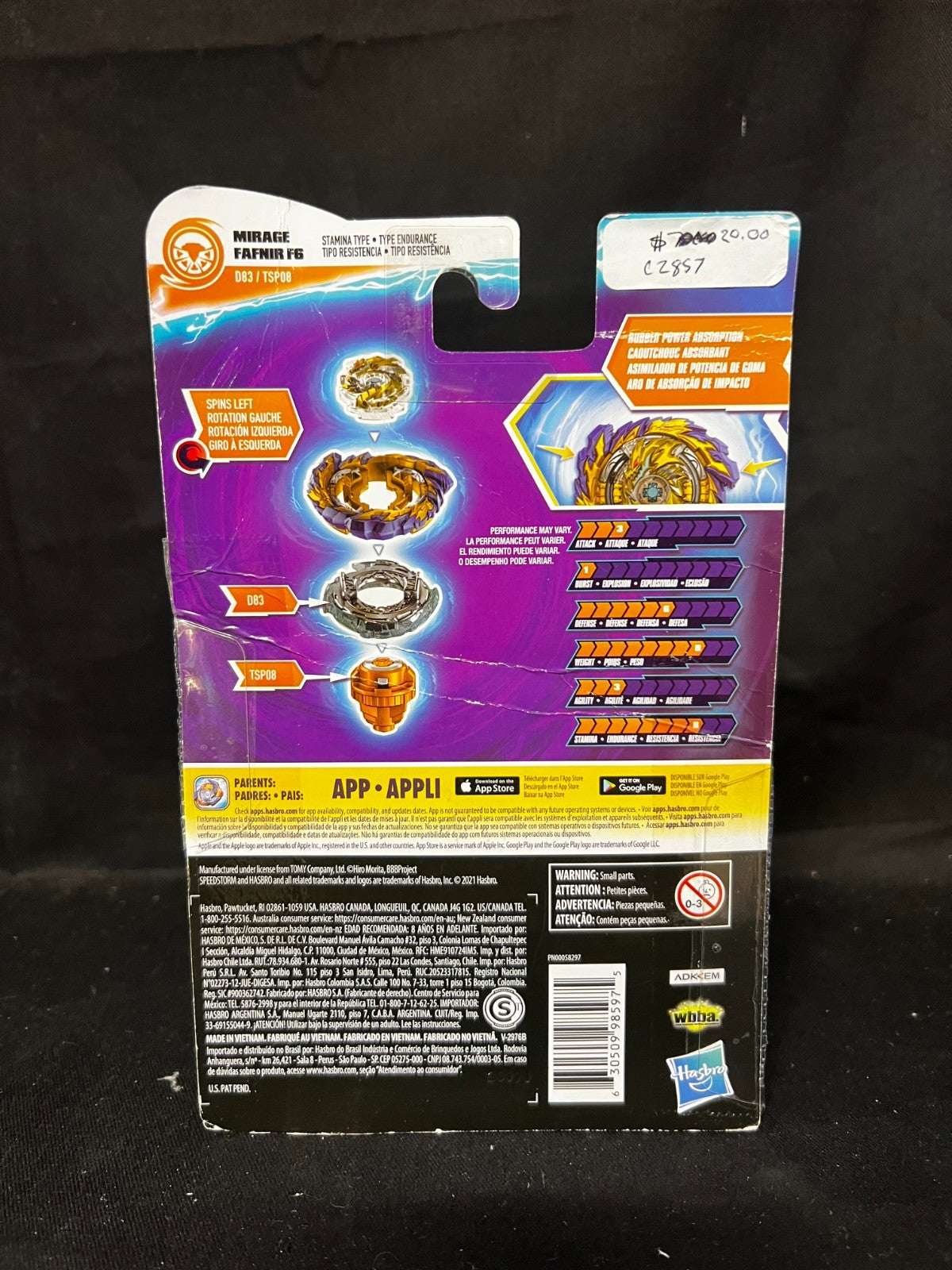 Beyblade Burst Surge Speed Storm Mirage Fafnir F6 Starter Pack, Top and Launcher