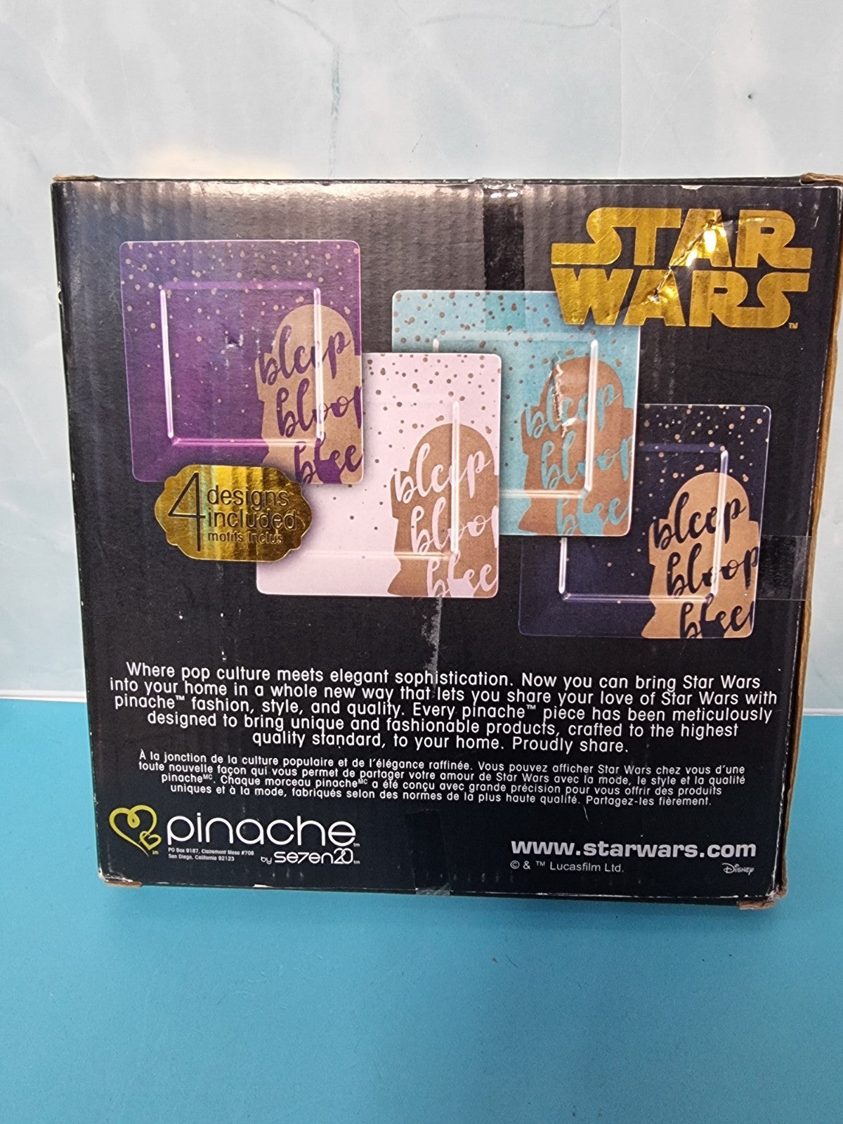 Star Wars R2-D2 Plate Set ~ 4 Pieces / Plates - 20.5cm x 20.5cm - Pinache