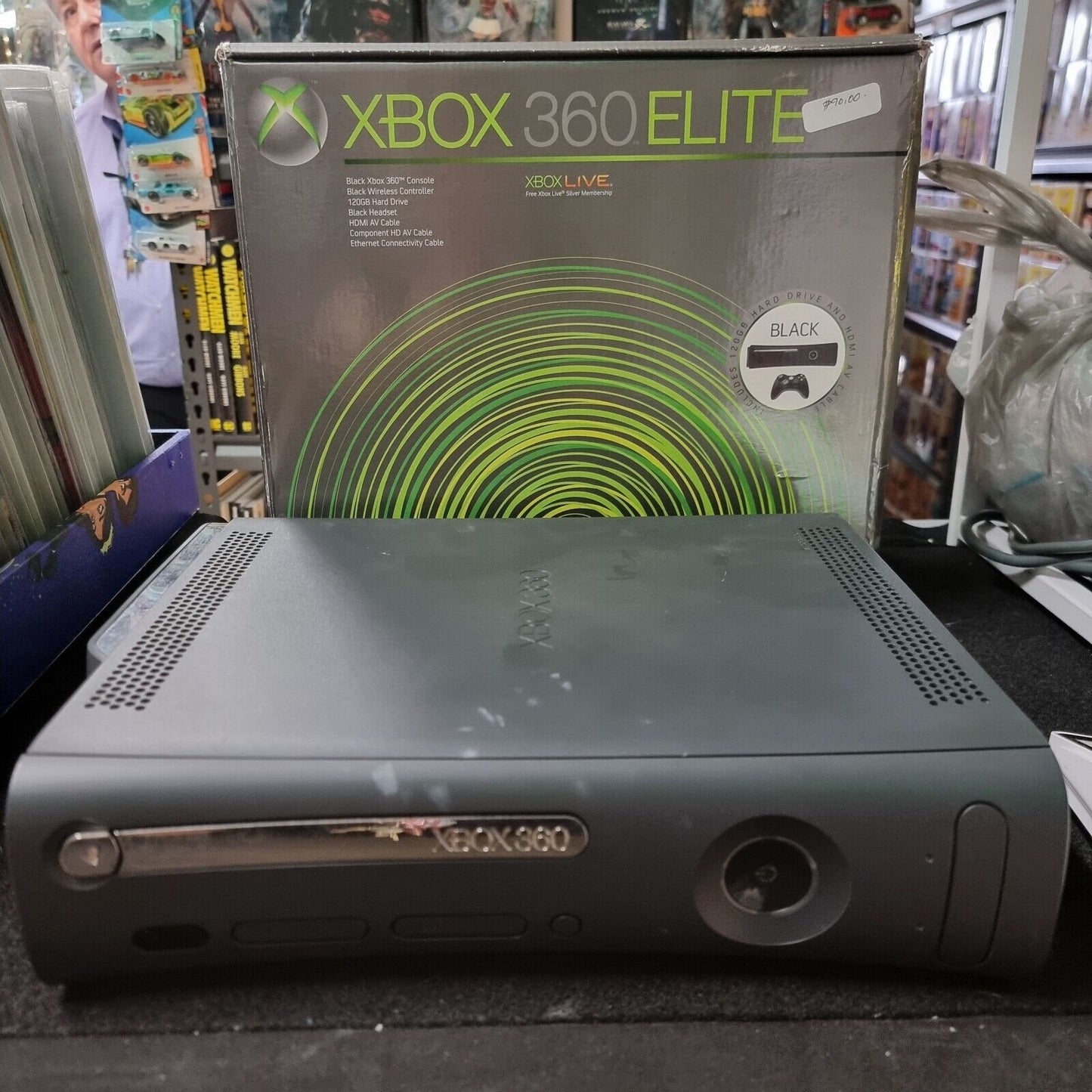 Xbox 360 Elite Console + Controller & Leads Boxed Bundle.