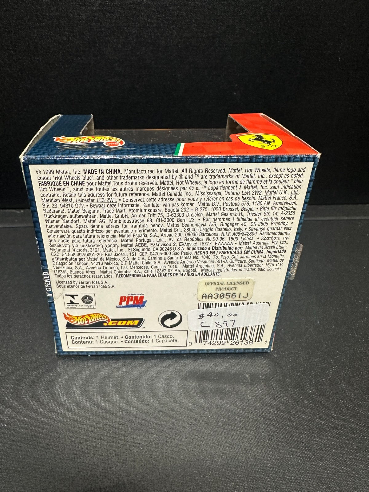 Hot Wheels Racing Ferrari Michael Schumacher Helmet 1999