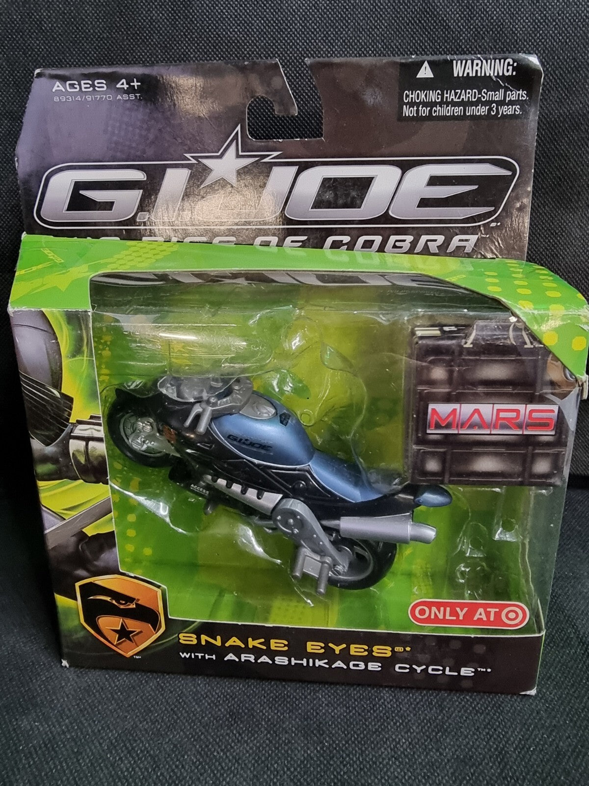 2009 G.I. Joe The Rise of Cobra Arashikage Cycle ( MISSING SNAKE EYES)