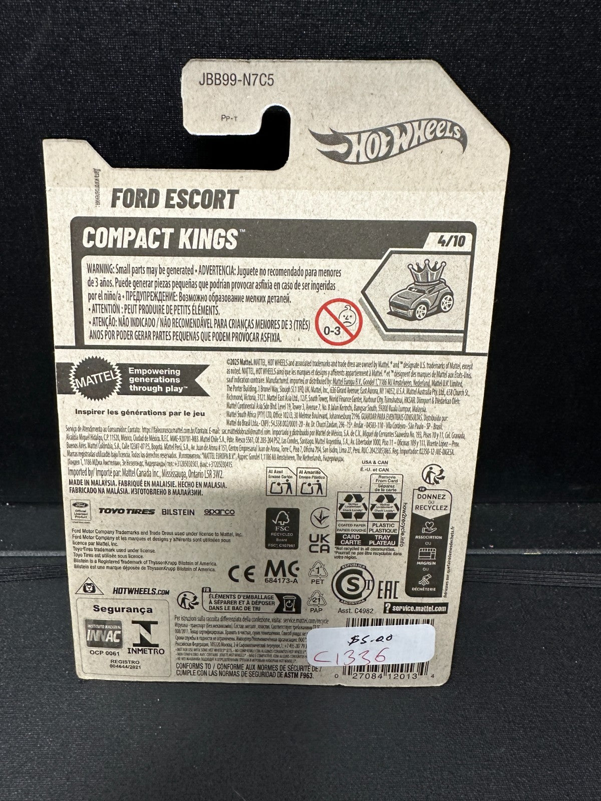 Hot Wheels Ford Escort Purple #113 Mainline Case L 4/10