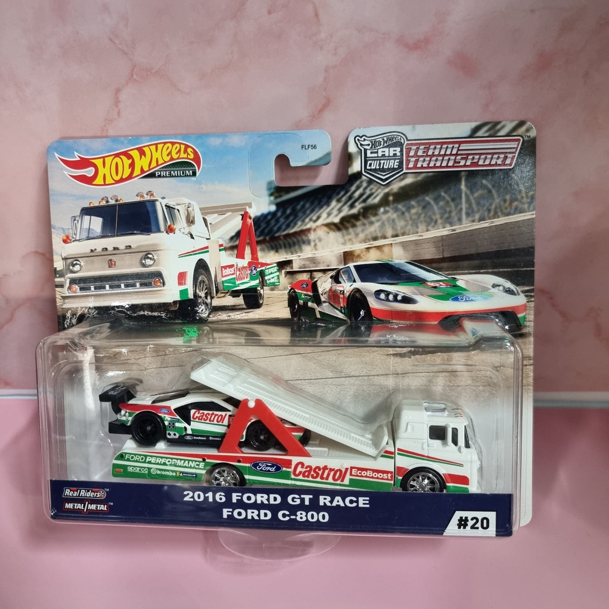 Hot Wheels Team Transport 2016 Ford GT Race & Ford C-800 Castrol #20