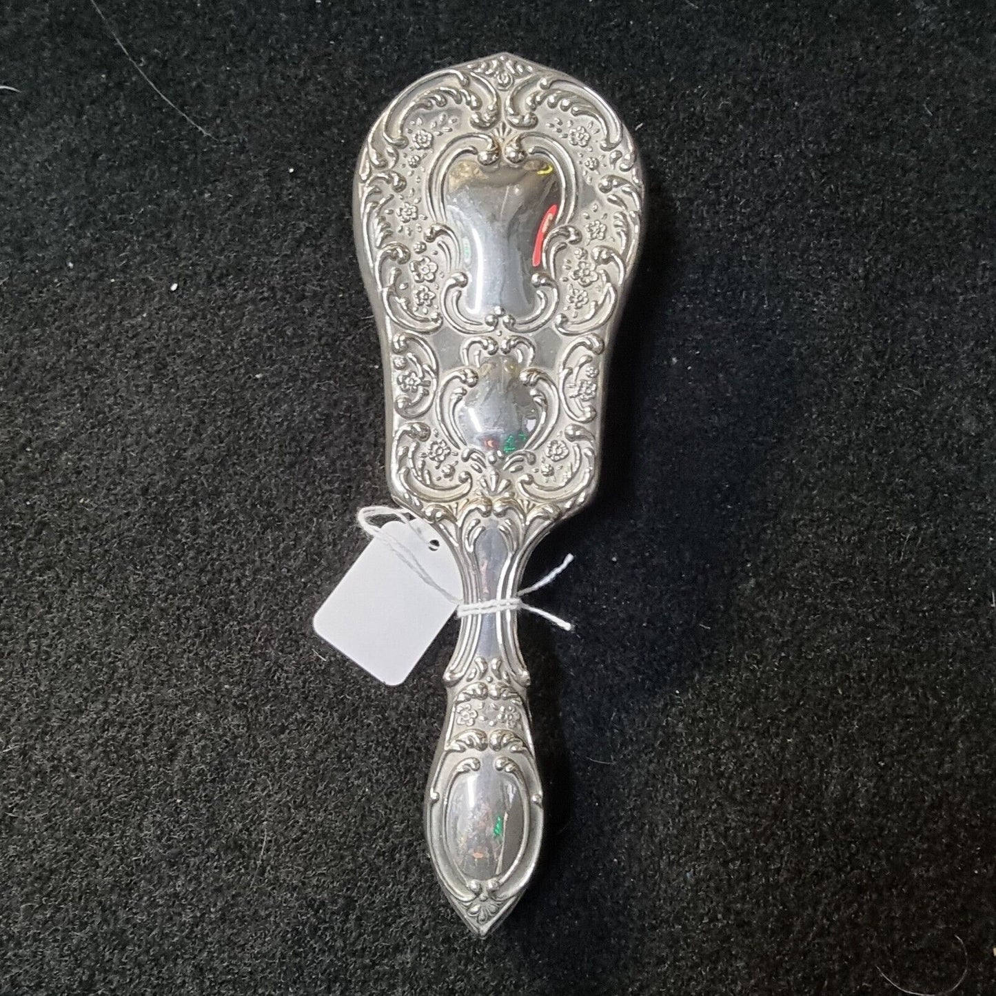 VTG Silver Plated Heavy Metal Antique Style Vanity Hair Brush Ornate Victorian