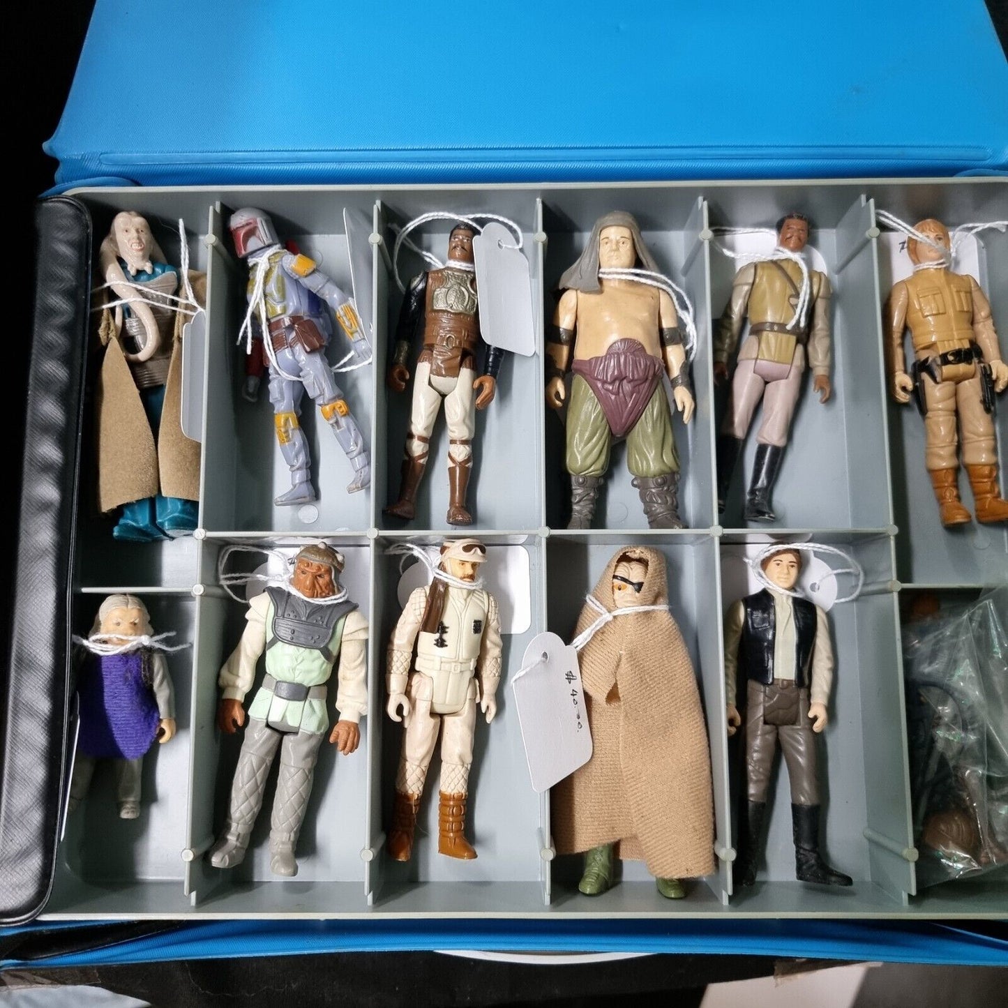 1977 Star Wars Mini-Action Figures Collector’s Case Grey Tray + Figures Kenner