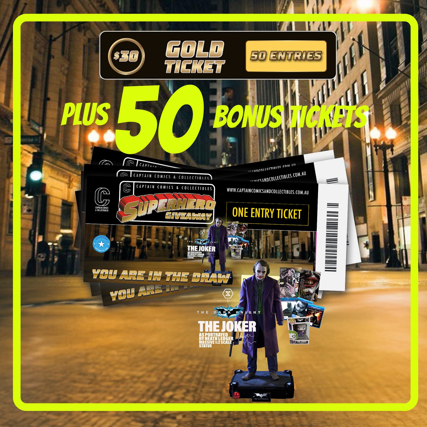 MEMBERS ONLY Captain Comics & Collectibles Superhero Giveaway BONUS Ticket - 50 Entries + Bonus 50 Entries