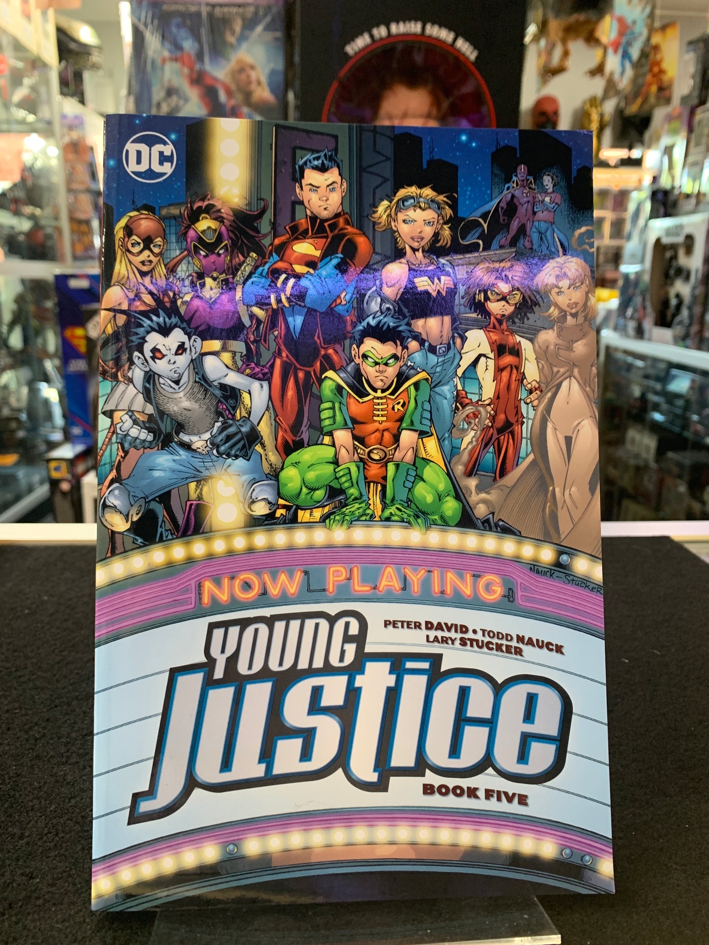 DC young justice now playing graphic novel