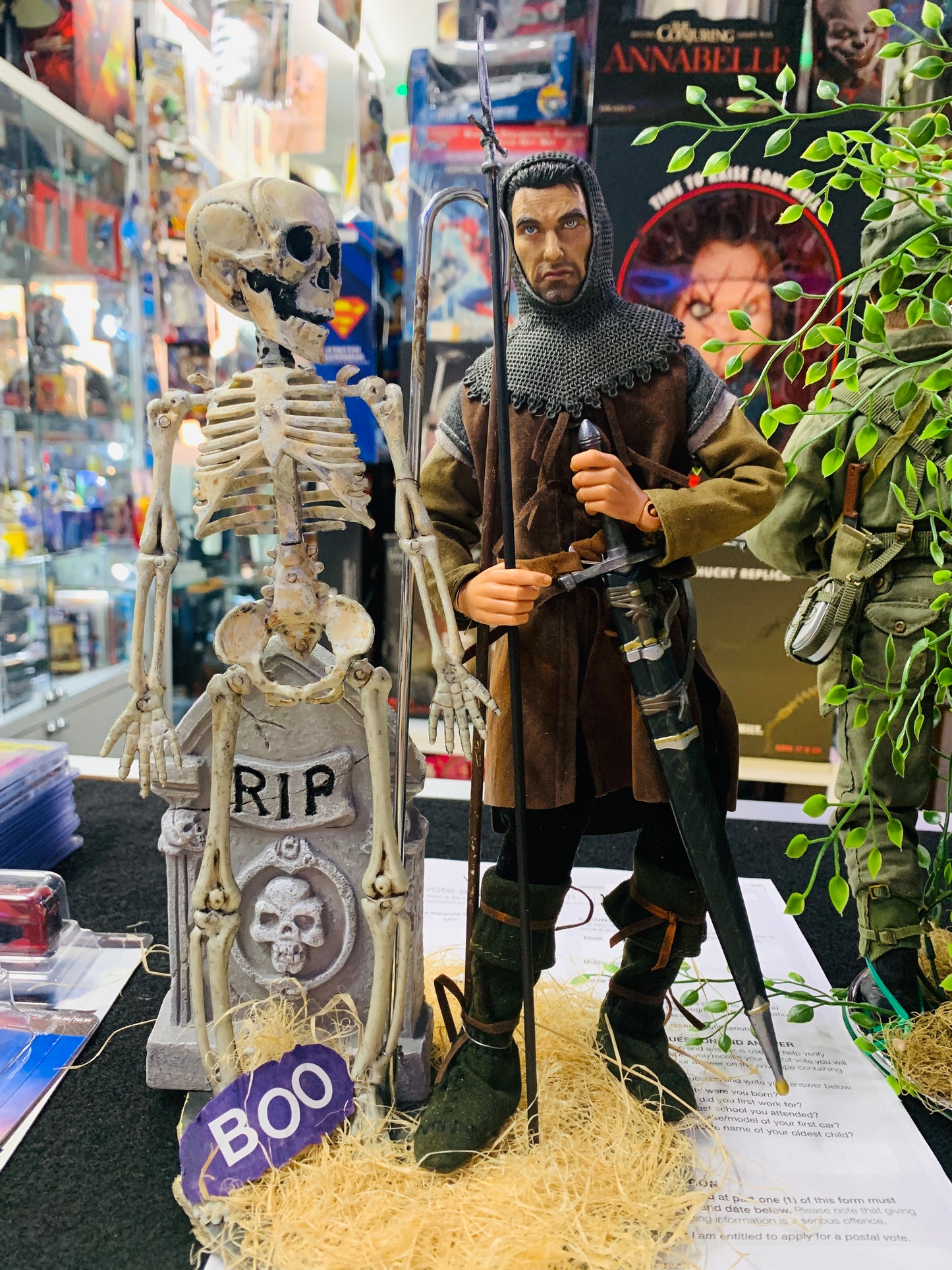 Knight been scared by skeleton