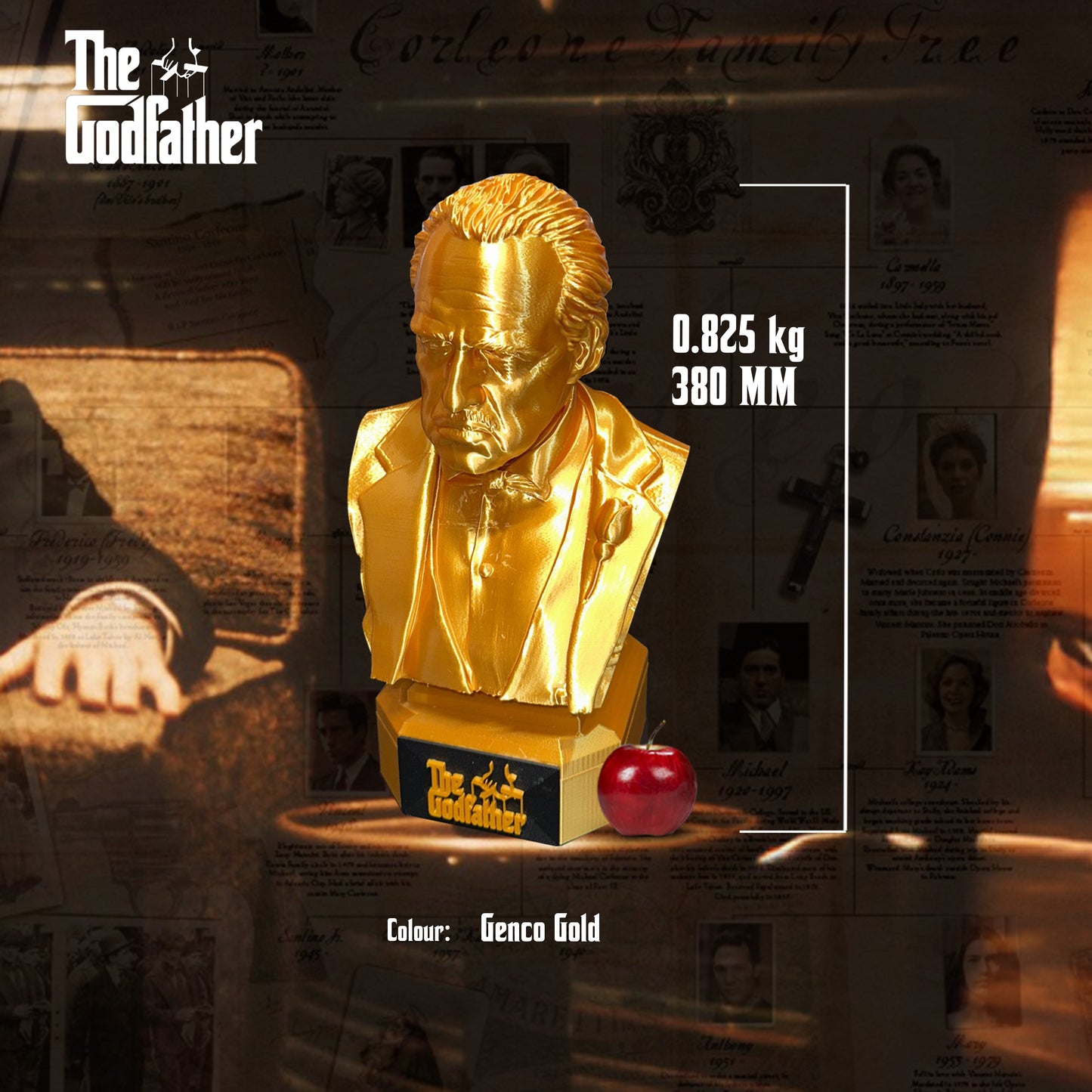 The Godfather Don Vito Corleone Bust Custom Statue - Genco Gold