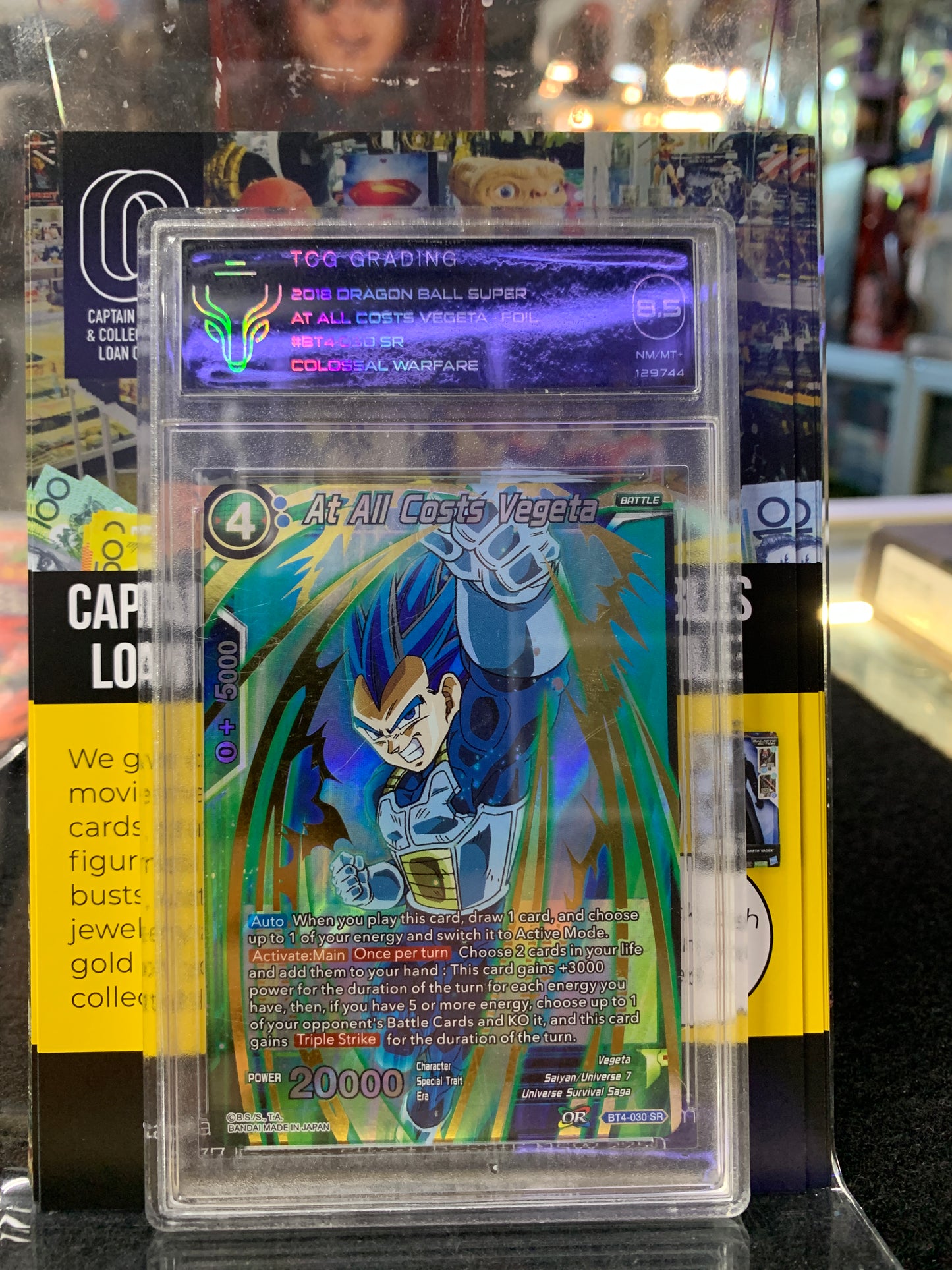 Dragon ball super at all costs vegeta graded card