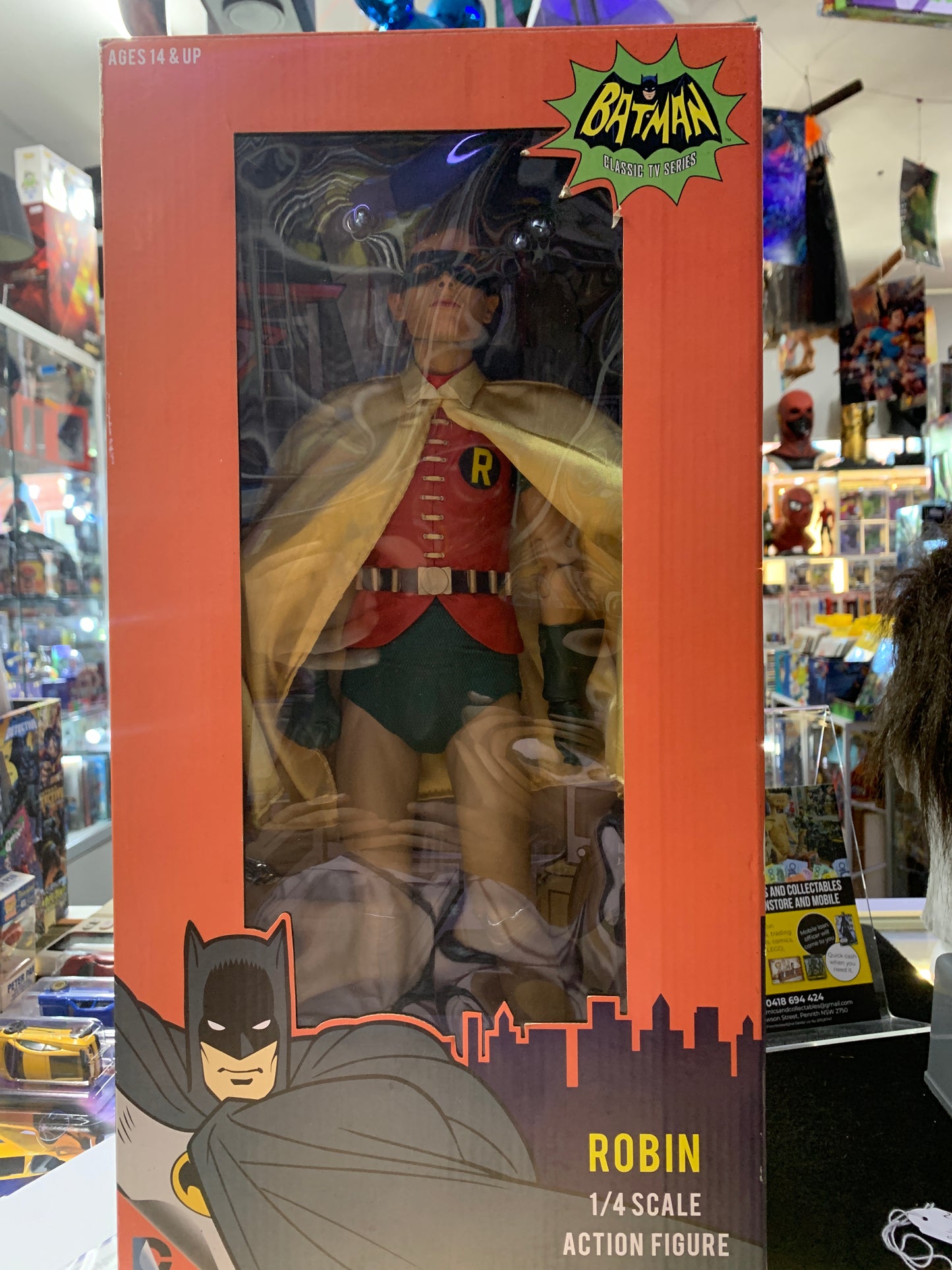 Robin 1/4 scale action figure from classic tv series , Neca box damaged item as per pictures