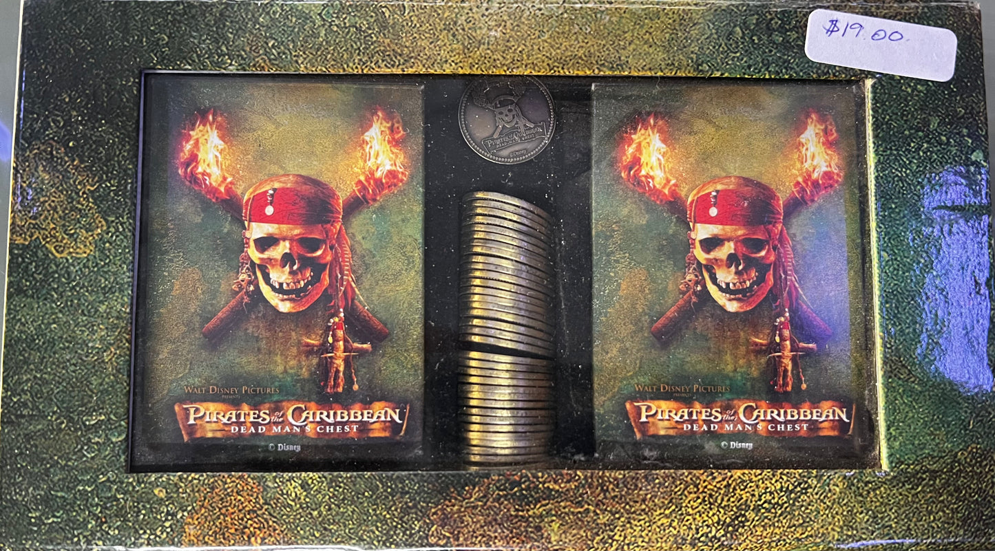 Pirates of the Caribbean dead man chest playing card set - coins