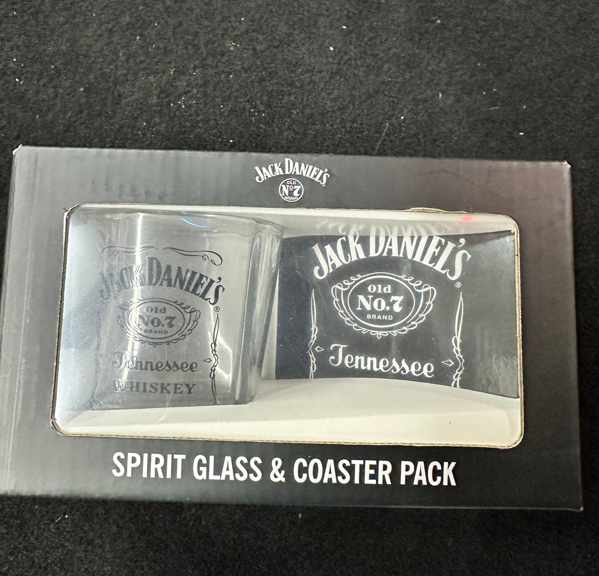 JACK DANIELS SPIRT GLASS & COASTER PACK