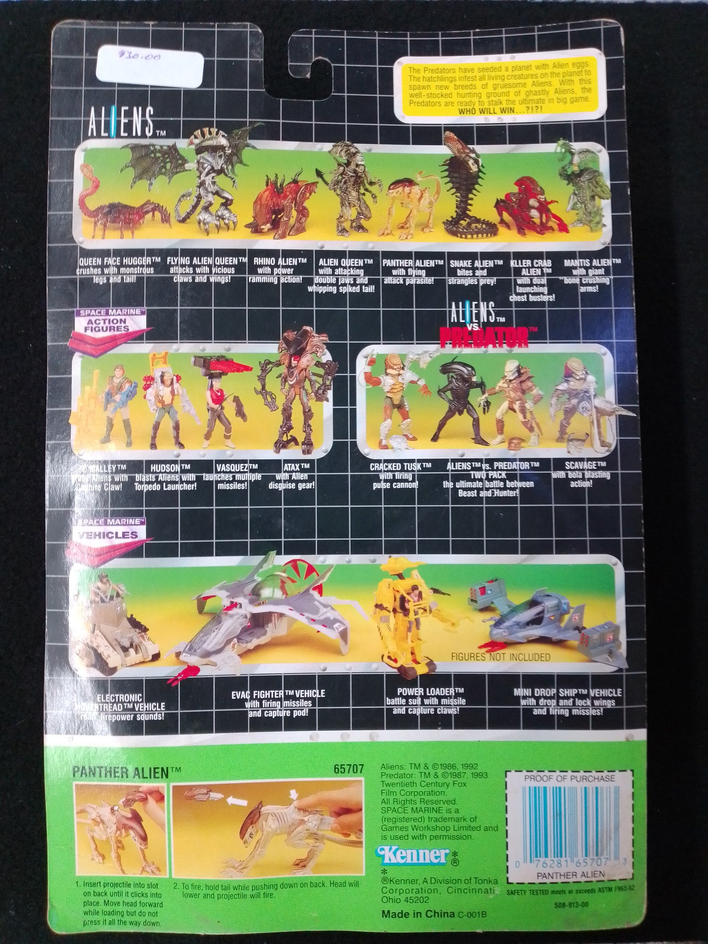 Aliens Panther Alien With Flying Parasite Action Figurine - Kenner 1992 - N07024