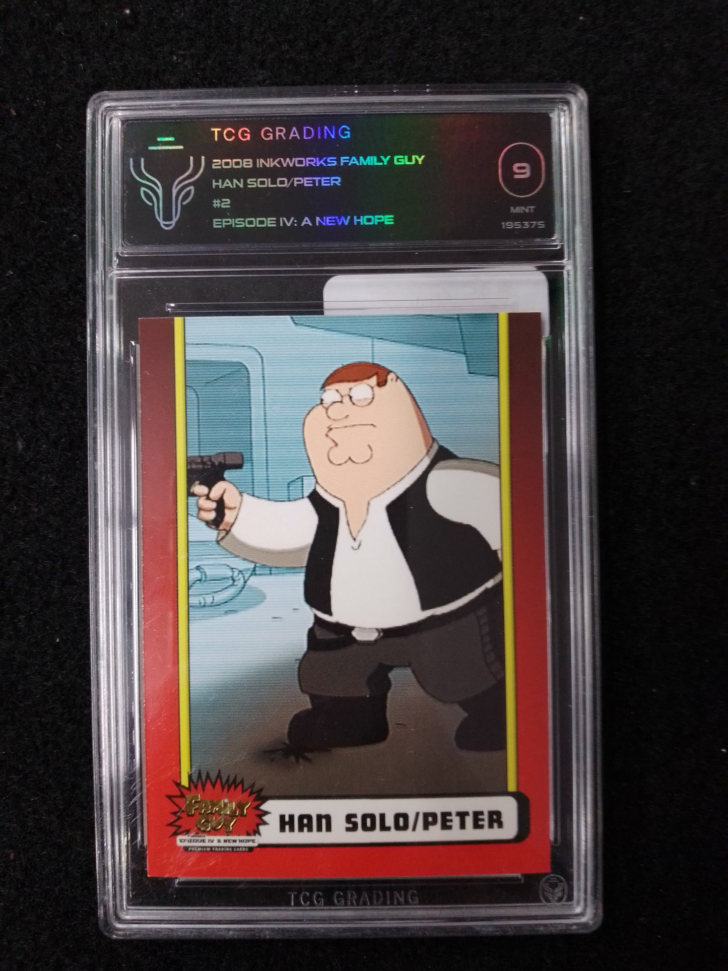 INKWORKS FAMILY GUY HAN SOLO/PETER 2008 - TCG GRADED CARD 9 - N09423