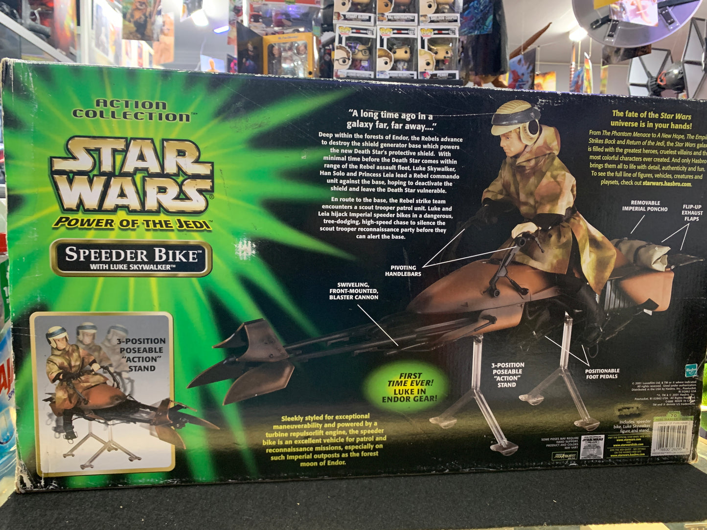 Star Wars speeder bike Luke Skywalker power of the Jedi 2001 Hasbro