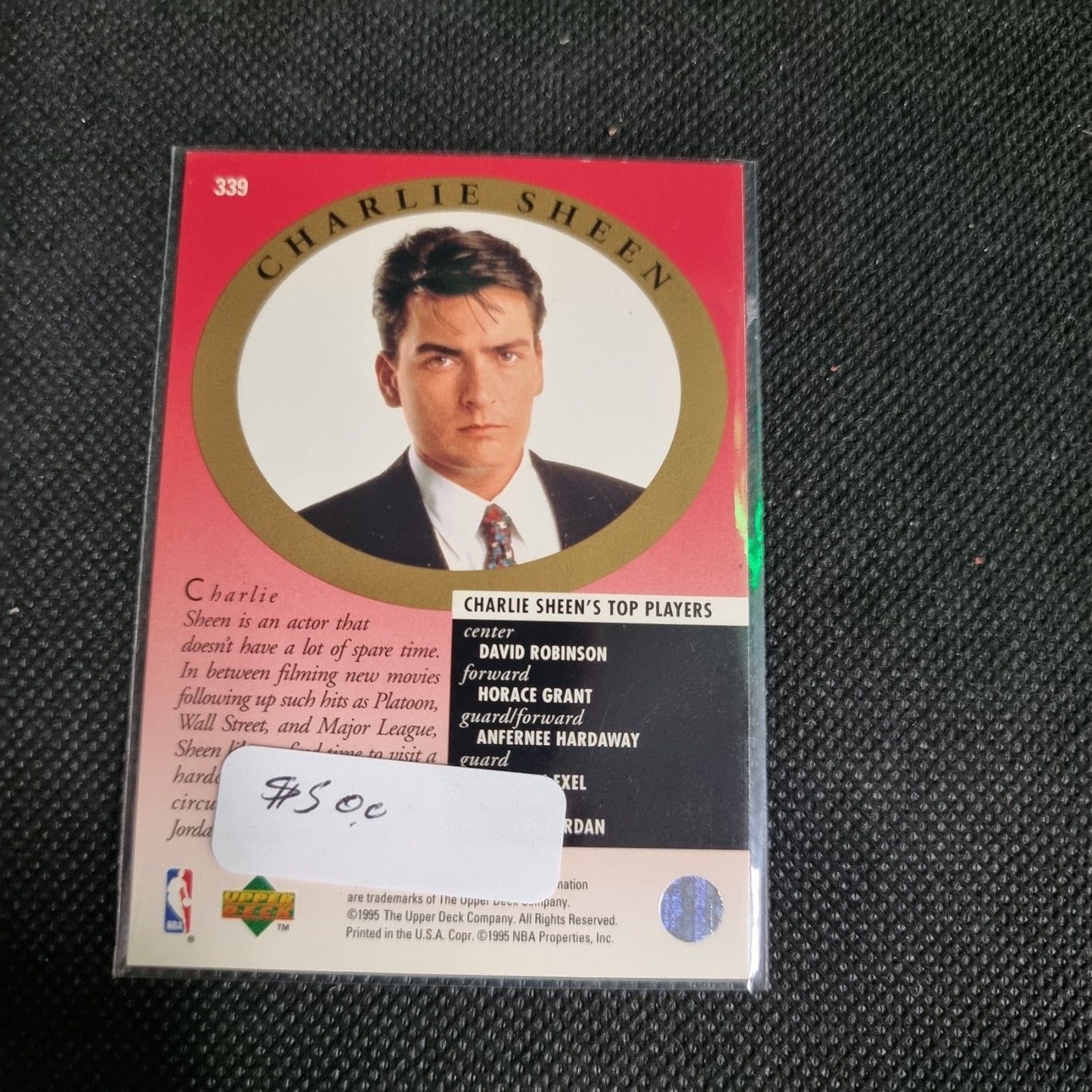 1995 Upper Deck #339 Michael Jordan w/Charlie Sheen "Major Attractions" BK
