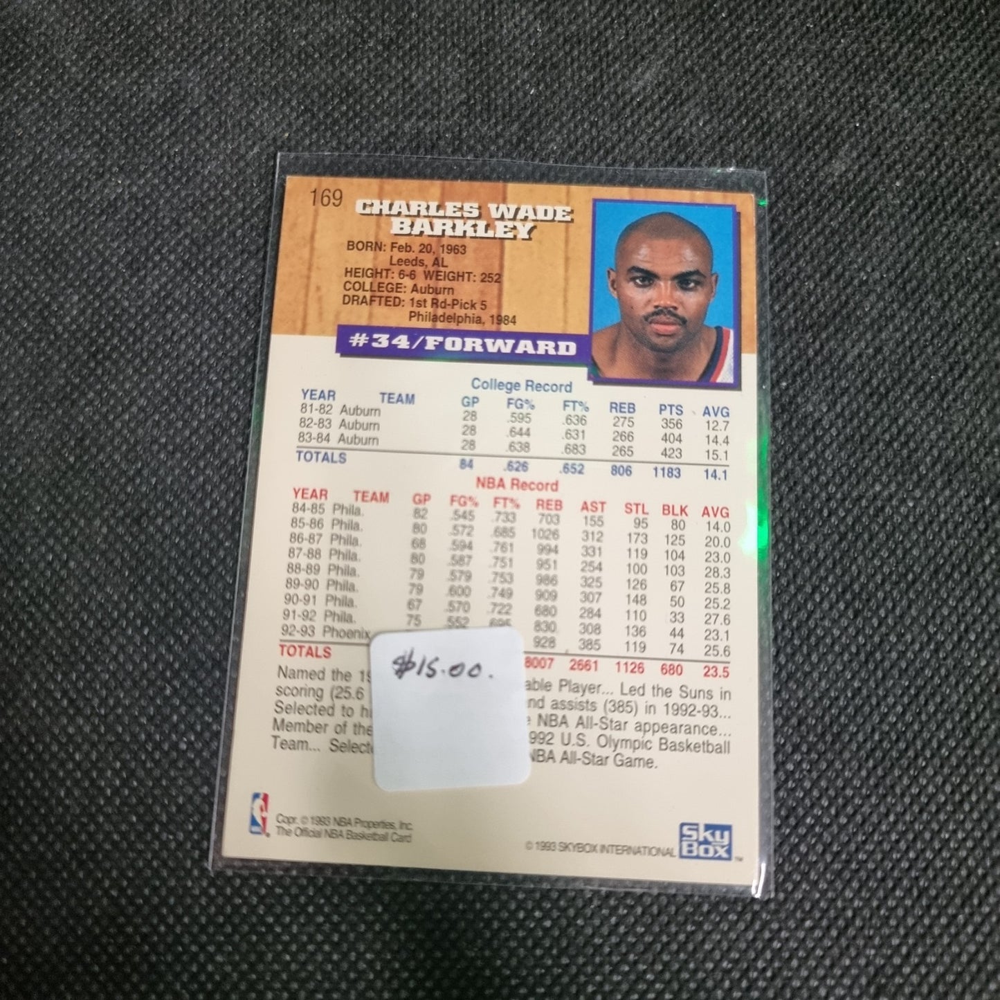 1993-94 NBA Hoops Basketball | Charles Barkley | #169 | Phoenix Suns