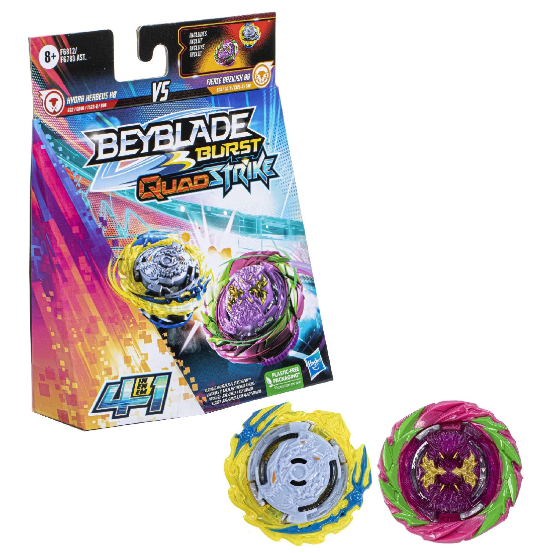 Beyblade Burst QuadStrike Fierce Bazilisk B8 and Hydra Kerbeus K8 - N05458