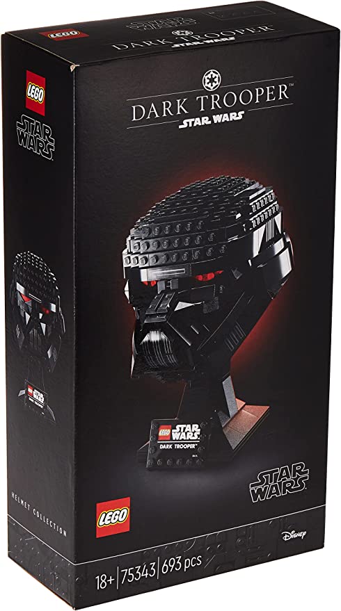 Lego 75343 Star Wars Dark Trooper Helmet Collection Wars Buildable Display Stand with Set Nane Logo