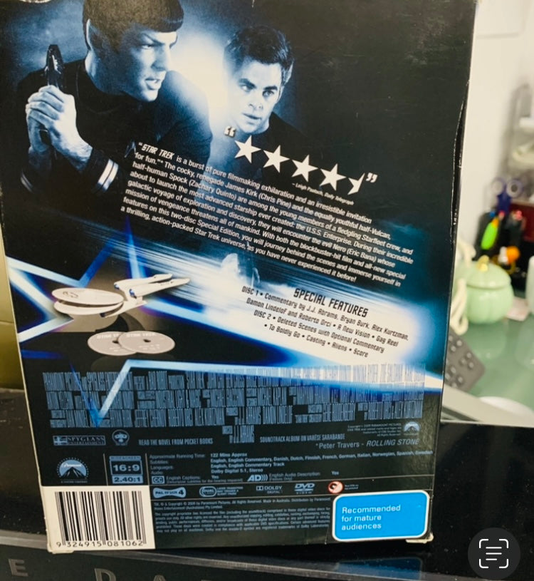 Star Trek movie boxset with the spaceship enterprise