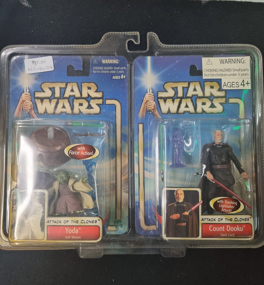 STAR WARS ATTACK OF THE CLONES YODA AND COUNT DOOKU ACTION FIGURE SET
