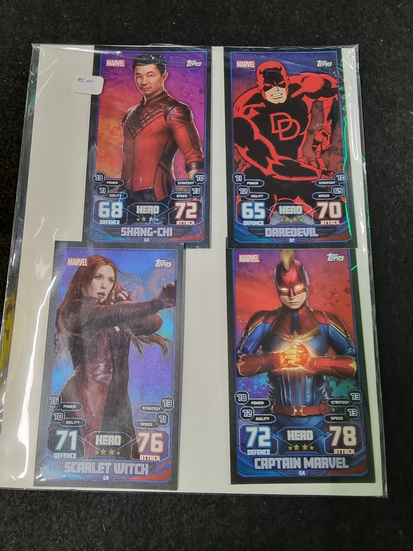 TOPPS HERO ATTAX TRADING CARD GAME MARVEL COMIC HERO X 4 CARDS