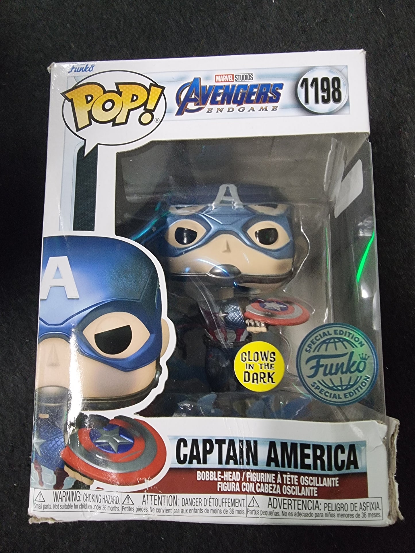 FUNKO POP MARVEL AVENGERS ENDGAME CAPTAIN AMERICA GLOWS IN THE DARK SPECIAL EDITION