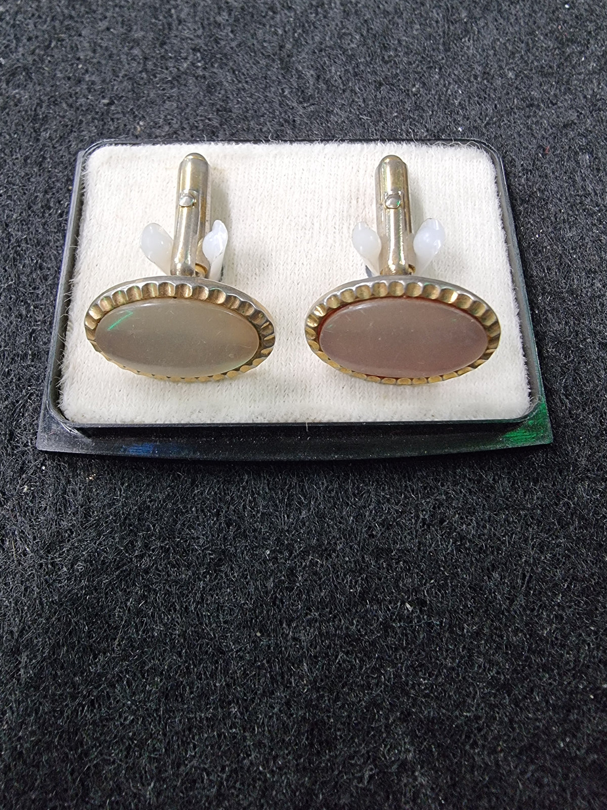 Cufflinks - Oval Gold with Pink Stone Pearl