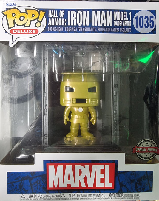 FUNKO POP MARVEL HALL OF ARMOR IROON MAN MODEL 1 GOLDEN ARMOR #1035 SPECIAL EDITION