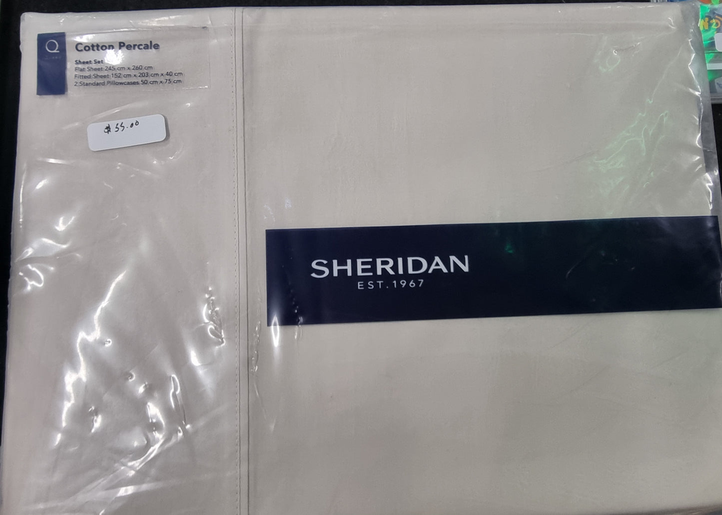 SHERIDAN COTTON PERCALE QUEEN BED SHEET SET