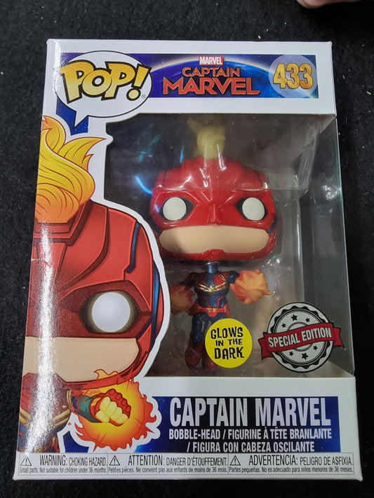 FUNKO POP CAPTAIN MARVEL SPECIAL EDITION #433 GLOWS IN THE DARK