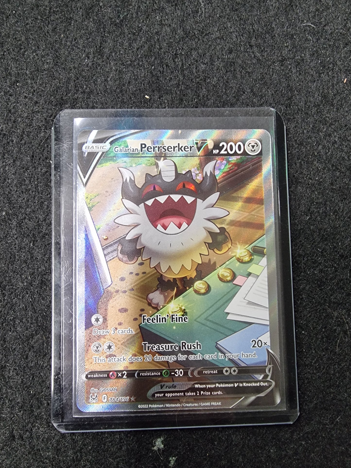 Galarian Perrserker V Sword & Shield - Lost Origin 184/196 Holo Pokémon TCG NM