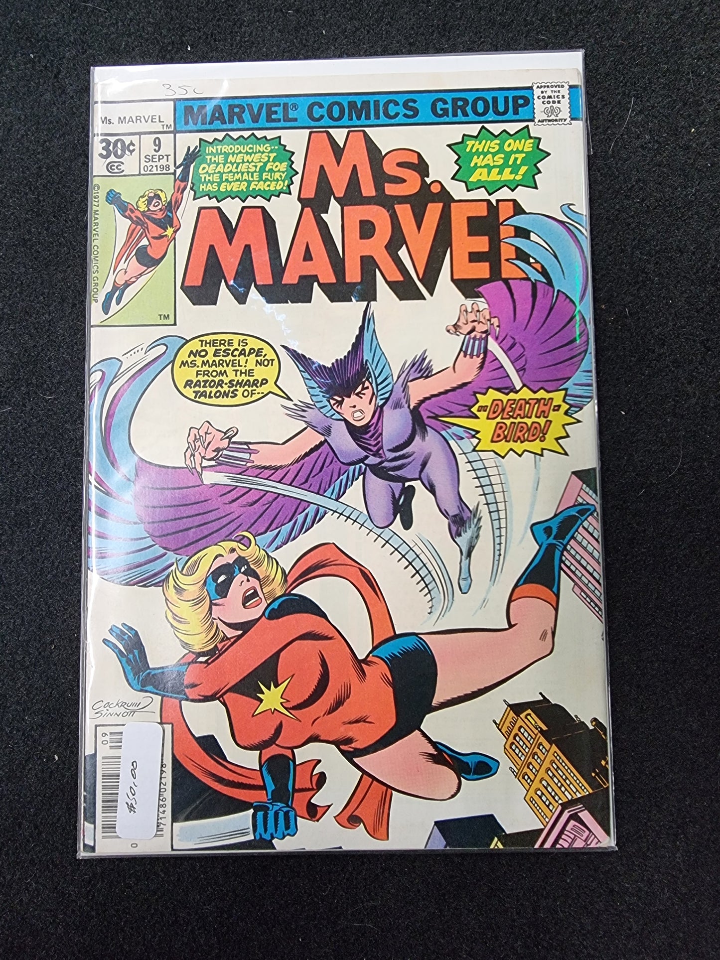 Ms. Marvel 9 NEWSSTAND 1st App Deathbird Marvel Comics Bronze Age 1977