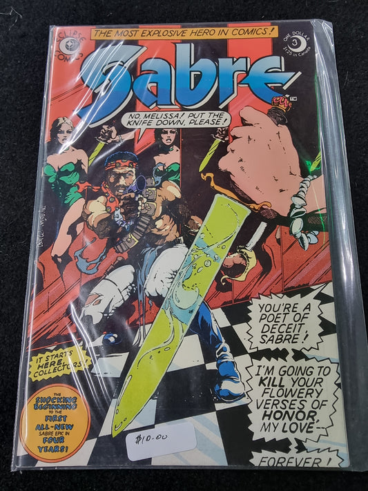 Sabre #3 Eclipse 1982 Comic Book Don McGregor & Paul Gulacy Vintage