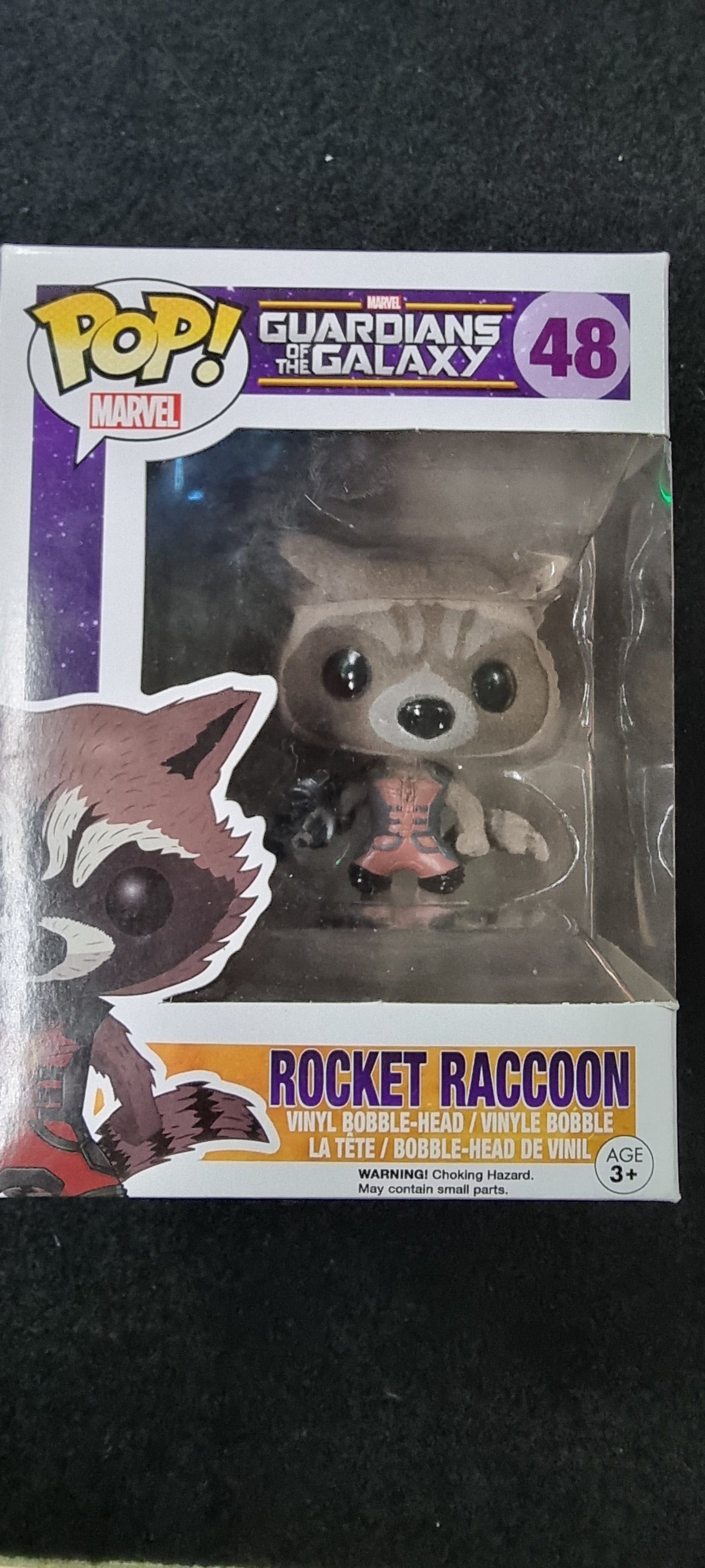 FUNKO POP MARVEL GUARDIANS OF THE GALAXY ROCKET RACCOON #48 FLOCKED