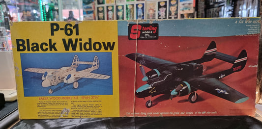 Sterling "P-61 BLACK WIDOW" Vintage Balsa Model Airplane Kit 37 1/2" WS -