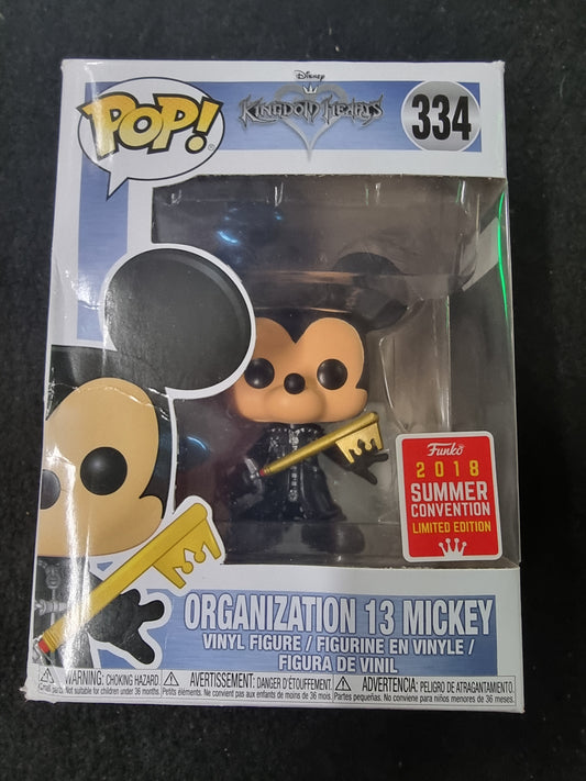 FUNKO POP DISNEY KINGDOM HEARTS ORGANISATION 13 MICKEY 2018 SUMMER CONVENTION LIMITED EDITION #334