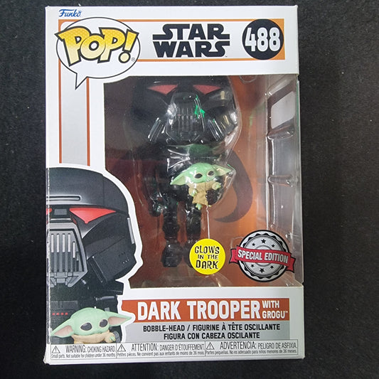 FUNKO POP STAR WARS DARK TROOPER WITH GROGU SPECIAL EDITION #488
